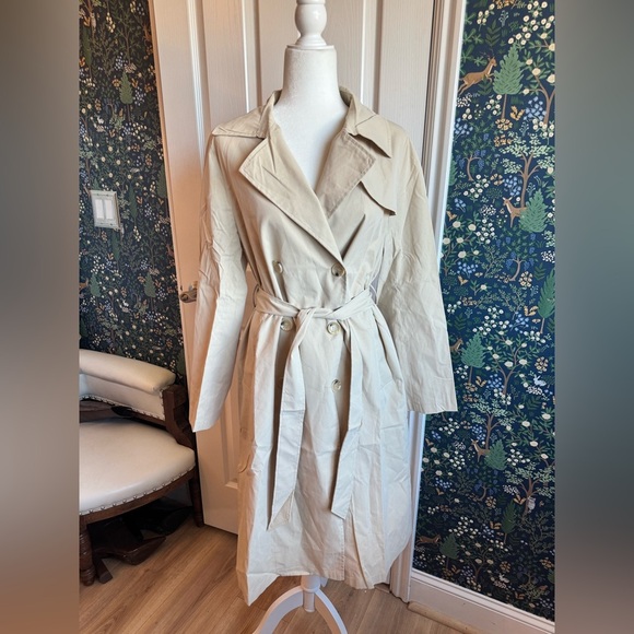 SHEIN Jackets & Blazers - Tan Double-Breasted Women's Trench Coat